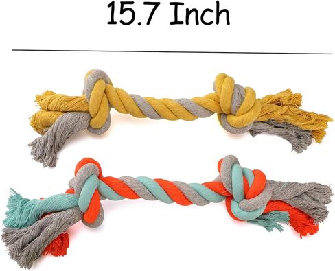 Luckitty 2 Pack 15.7 بوصة ألعاب حبل الكلاب لمضغات عدوانية كبيرة ، ألعاب مضغ الكلاب غير القابلة للتدمير ، تنظيف الأسنان ، البرتقالي الأصفر in Kuwait