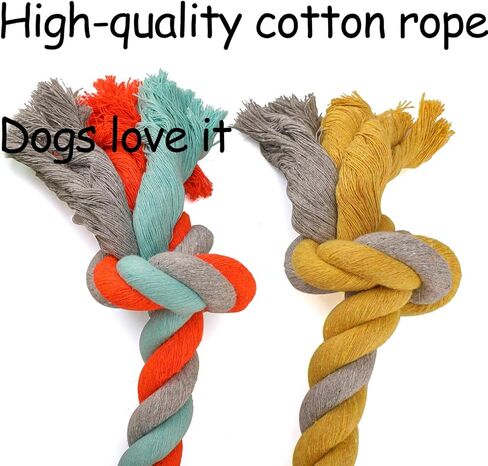 Luckitty 2 Pack 15.7 بوصة ألعاب حبل الكلاب لمضغات عدوانية كبيرة ، ألعاب مضغ الكلاب غير القابلة للتدمير ، تنظيف الأسنان ، البرتقالي الأصفر in Kuwait