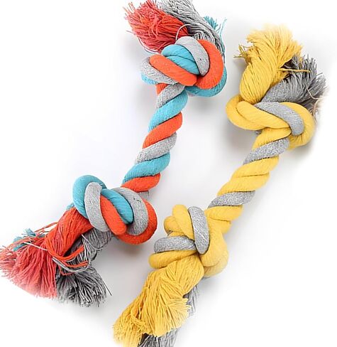 Luckitty 2 Pack 15.7 بوصة ألعاب حبل الكلاب لمضغات عدوانية كبيرة ، ألعاب مضغ الكلاب غير القابلة للتدمير ، تنظيف الأسنان ، البرتقالي الأصفر in Kuwait