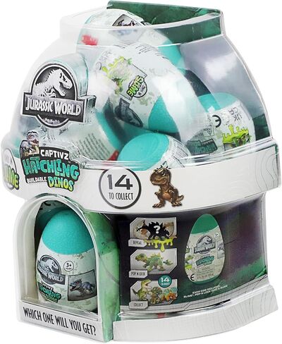 Jurassic World Captivz Hatchlings Edition Slime Eggs مع لعبة ديناصور قابلة للبناء والوحل. هدية مثالية للبنين والبنات. تختلف الأنماط ، واحدة غارقة بشكل عشوائي in Kuwait
