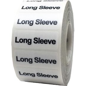 Long Sleeve Clothing Labels Size Strip Stickers for Retail Apparel 1.25 x 5 Inch 125 Adhesive Stickers