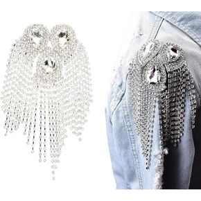 HEEPDD Rhinestone Chain, Crystal Glass Rhinestone Applique Sewing Tassel DIY Clothes Party Dresses Accessories 11x18cm