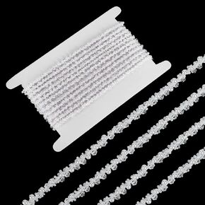 FINGERINSPIRE 5 Yards White Beaded Trim 1/4 inch Wide Pearl Beaded Trim Ribbon Trimming Edge Embellishments Large Pearl Decorative Tape Edge Trim for Wedding Dress Sewing Craft DIY Decoration