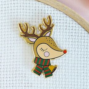Caterpillar Cross Stitch Needle Minder - Reindeer for Cross Stitch, Sewing, Embroidery and Needlework Accessories, Enamel and Magnetic