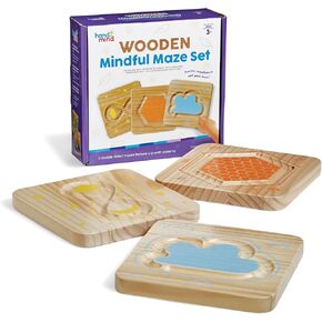 hand2mind Wooden Mindful Maze Set, Tactile Sensory Toys, Sensory Board, Anxiety Relief Items, Mindfulness for Kids, Social Emotional Learning, Calming Corner Classroom, Calm Down Corner Supplies
