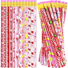 72 PCS Valentines Day pencil,12 Styles Valentine's Day Wood Pencils Bulk,Valentine Pencils with Eraser for Kids,Party Favors,Gifts,Classroom Rewards,Pinata,Goodie Bags Fillers