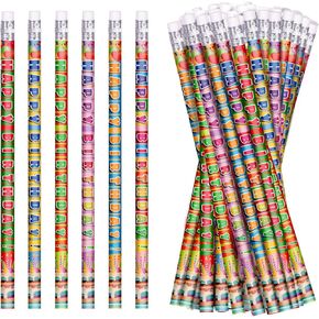 Birthday Pencils Happy Birthday Pencil for Students Birthday Pencils with Erasers Birthday Pencils for Teacher Classroom Birthday Party Supplies, 6 Style (120)