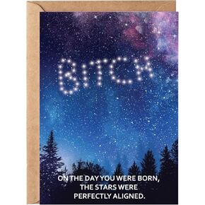 Gelid On The Day You Were Born, The Stars Were Perfectly Aligned - Funny Happy Birthday Cards for Women Her Sister - Humorous Thinking of You Gift Idea Best Friend - Bday Card for Bestie Girlfriend