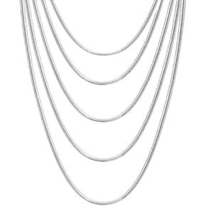 10 PCS Silver Plated Snake Chain with Lobster Clasps for DIY Jewelry Making and Necklace Chain Replace (2PCS 16",2PCS 18",2PCS 20",2PCS 22",2PCS 24" inch, 1.2mm)-Promotion Price