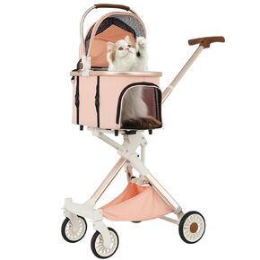 Athena collection Dog Stroller for Small Dogs,One-Hand-Fold Pet Stroller with Detachable Carrier,Lightweight Cat Stroller up to 22lbs(Dark Gray)
