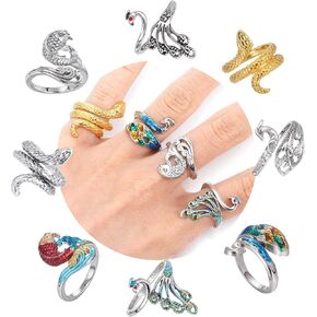 Yarn Tension Ring, Crochet Rings for Women, 8 Pcs Adjustable Metal Crochet Tension Rings for Crocheting, Easy-to-use Knitting Ring for Women's Faster Knitting (8 Animal Patterns, Multicolored)