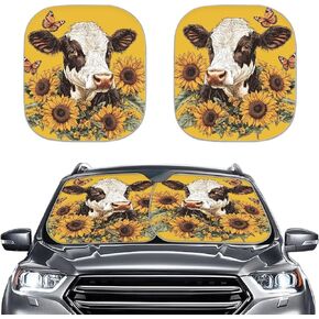 Palm Tree Car Sun Shade for Windshield, 2-Piece Block Sun Glare Foldable Car Front Window Sunshade for Women Men