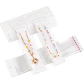 PH PandaHall 60 Sets Necklace Cards, 7.5x1.5 inch Bracelet Display Card Jewelry Card with Clear Self-Seal Bags for Long Earrings Display Jewelry Holder Cards Blanket Card for Selling Small Business