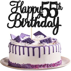 Gyufise 1Pc Happy 25th Birthday Cake Topper Glitter 25th Birthday Cake Pick Cheers to 25 Years Old Twenty five Fabulous Cake Decorations for 25th Birthday Theme Party Supplies Black