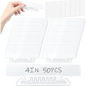 50 Sets 4 Inch Hanging File Folder Tabs, Transparent File Folder Labels with Paper Inserts Plastic Tabs for Hanging File Folders for Quick Identification