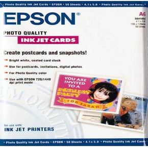 Epson Photo Quality Inkjet Cards, 4.1" x 5.8", 50 Sheets/Pkg (S041054)