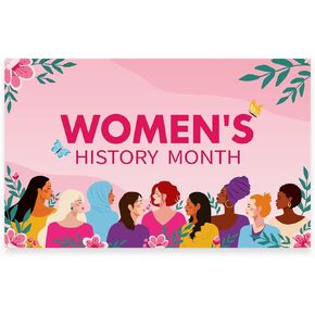 Women's History Month Backdrop Banner Women History Month Celebration Decorations for School Classroom Museum District Feminist Fabric Wall Arts