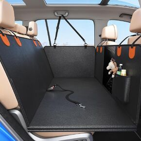 2025 Upgraded PU Dog Car Seat Cover for Back Seat - Waterproof, Anti-Scratch Car Seat Cover with Hard Bottom, Dog Bed, Holds Up to 400lbs, Easy to Use & Clean
