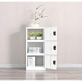 Digital Lock Metal Locker Organizer with Padlock and Shelf Small Size for Gym (P3V, Full White)