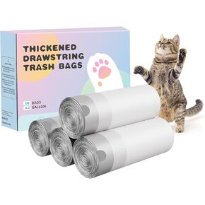 Self Cleaning Cat Litter Box, Drawstring Cat Litter Box Liners, Pet Waste Bags-4 Rolls, 20"x 18", 60 Counts for Automatic Litter Box - Pink