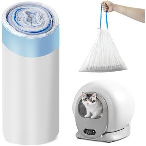 Povee Self Cleaning Cat Litter Box Liner - 25 Counts, Waste Bags for Automatic Cat Litter Box Drawstring Trash Bags