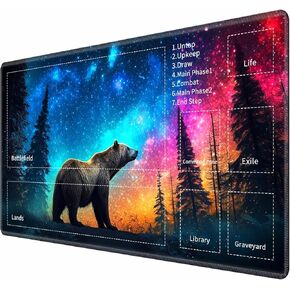 for MTG TCG Playmat,Game Play Mat for MTG TCG DTCG CCG RPG and Other Card Games/Mouse Pad 24 x 14 inches Trading Card Game Board Game with Zones and Non Slip Rubber Backing,Bear Forest