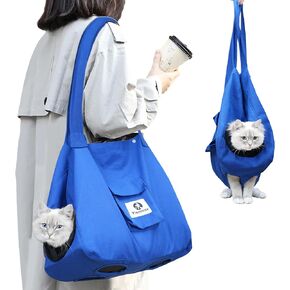 Cat Pouch Carrier Pet Supplies, Color Blue Size M Cat Carrier Soft Backpack Hand Free Dog Travel Sling, Cat Bag Carrier with Adjustable Harness Storage Pocket Suitable for 5-11 lbs