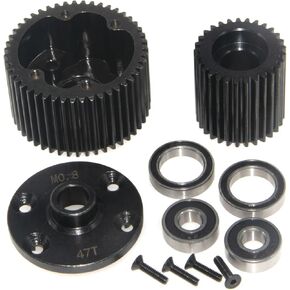 Diff Case Idler Gear متوافق مع 1/10 Arrma Gorgon Upgrade 4x2 Mega 550 Monster RC Car Steel Adterial 47T 29T Transmission Gear Housing Part ARA311095 (Black)