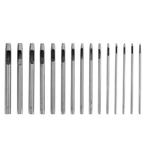 ECSiNG 15Pcs Hollow Hole Punch Leather Hole Punch Set Stainless Steel Punch Cutter Tool for DIY Leather Craft Projects Rubber Paper 100mm
