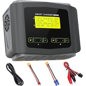 Lipo Battery Charger, Dual Lipo Charger 1S-6S RC Car Battery Charger 240W 10A Balance Charger Discharge for LiPo/Li-ion/Life(1-6s) NiCd/NiMH/LiHV/PB Smart Battery RC Car Charger