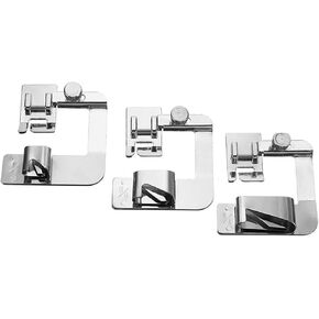 3PCS Old Sewing Machine Hemming Presser Feet Hemming Presser Feet 1/2 3/4 1 inch Multifunction Sewing Machine Heavy Duty Hemming Tool
