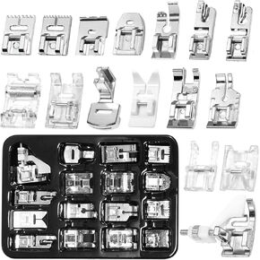 16 Pcs Sewing Machine Presser Feet Set, Sewing Machine Foot Fit for Brother, Singer, Janome, Babylock, Elna, Toyota, New Home, Simplicity, Necchi, and Most of Low Shank Sewing Machines