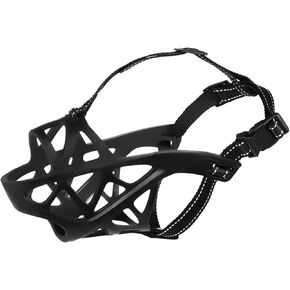 Dog Muzzle, Soft Rubber Safety Basket, Adjustable Dog Muzzle, Suitable for Small, Medium and Large Dogs, Allows Drinking and Panting, Anti-Biting, Barking Chewing Muzzle with Reflective Strips