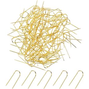 ONLYKXY 100pcs Gold U Shaped Fork Pins Sewing Quilting Needle Multipurpose Straight Pins Double Blocking Pins Craft Pins for Fabric Crafts DIY Making Home Decor Jewelry Display Wreaths Flower Plant