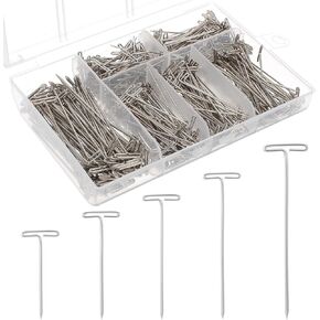 450 pcs t-pins من الفولاذ المقاوم للصدأ T المسامير t 5 أحجام متشددة t شكل دبابيس خياطة دبابيس t لدبابيس المستعرعات حظر دبابيس مستعار دبابيس مستقيمة t لحظر الحياكة والكروشيه والنمذجة والحرف (الفضة)
