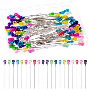 100 Pcs Sewing Pins, Multicolor Sewing Pins for Fabric, Long 2.12 Inch Pearlized Ball Head Quilting Pins, Stick Pins for Dressmaker Jewelry DIY Decoration Craft Sewing Project