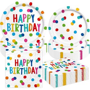 Happy Birthday Plates And Napkins Happy Birthday Decorations Birthday Plates And Napkins Party Supplies Disposable Dinnerware Kids Birthday Decorations Party Supplies Serves 16