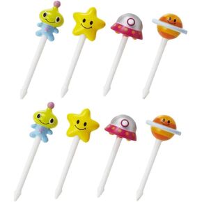 Torune 8pc Food Picks Set - UFO, Alien, Star, Saturn (P-3205) - Multicolored