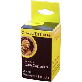 Guardhouse 26mm Direct Fit Coin Capsule for US Small Dollar and Other Similar Sized Coins Pack of 10