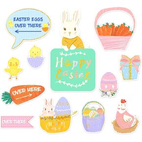 زينة عيد الفصح Aobkiat ، الدعائم المصنوعة من كشك الصور ، 44 PCS DIY عيد الفصح ، علامات الحفلات على طقم الأسلوب الذهب أرنب Easter Egg Decorations for Wall ، Photoshoot ، Easter Basket Stuffers