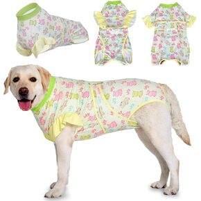 LovinPet Dog Recovery Suit - Medium Large - Professional Large Dog Recovery Suit Abdominal Wound Surgical Clothes Post-Operative Vest E-Collar Alternative Recovery,Hippo,Yellow,XL