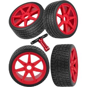RC Buggy Wheels and Tires for 1/8 Typhon 6S BLX,1/7 Infraction 6S BLX,Limitless Buggy Off-Road Car,Pre-glued Buggy Tires Tyre and Wheels,4pcs,Red