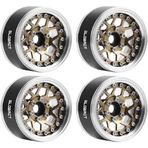 GLOBACT Aluminum 1.9 Beadlock Wheel Rims Adjustable Offsets for TRX4 TRX6 Axial SCX10 Redcat GEN7 GEN8 RC4WD D90 1/10 RC Crawler Upgrade Parts (Bronze)