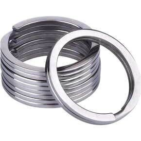 10 pcs Surgical Grade 1 inches Flat Key Rings, Metal Keychain Rings Split Keyrings, Flat O Ring for Home,Car,Office Keys Attachment(Silver)