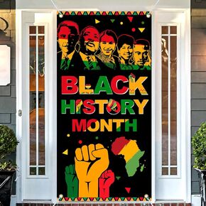 Black History Month Banner, 6x2.9Ft Door Decorations for Classroom, African American Festival