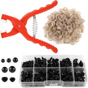 Safety Eye Tool with 135pcs Doll Eyes, Ergonomic Eye Snapper Auxiliary Tool for Attaching Doll Safety Eye Tool for Amigurumi 5-30mm Crochet & Stuffed Animal Making Supplies DIY Craft