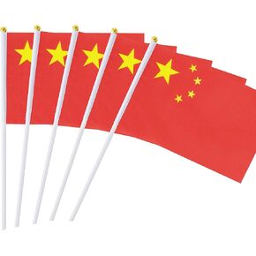 يدوي الصين العلم الصيني العلم العلم العلم المصغرة 50 حزمة الجولة العليا الأعلام الوطنية ، مستلزمات زخارف الحفلات للمسيرات ، كأس العالم ، الأحداث الرياضية ، المهرجان الدولي (8.2 "× 5.5")