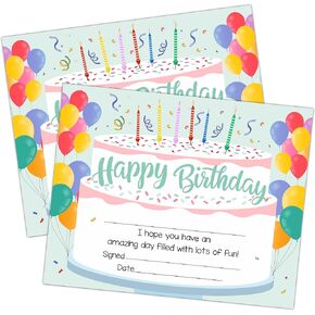 Birthday Certificates for Students Kids, 25 Pcs Colorful Birthday Awards Certificate, Happy Birthday Certificates Gifts for Back to School, Birthday Awards Classroom Decorations Supplies -03