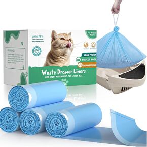 Cat Litter Box Liner Bags For Litter Box Robot 3, Zeuste 80 Count Drawstring Litter Liner Bags Compatible With Self-Cleaning Litter Box, Disposable Cat Poop Bag Trash Replacement Bag 24.8" x 15.75"