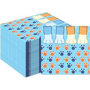 40pcs كرار كاريكاتوري ورقة الكلب الأزرق مناديل زرقاء الكلب Paw Party Forming Decorations Decorations Decorations Cartoon Blue Discipable Factable Factable Cog Paw Pert